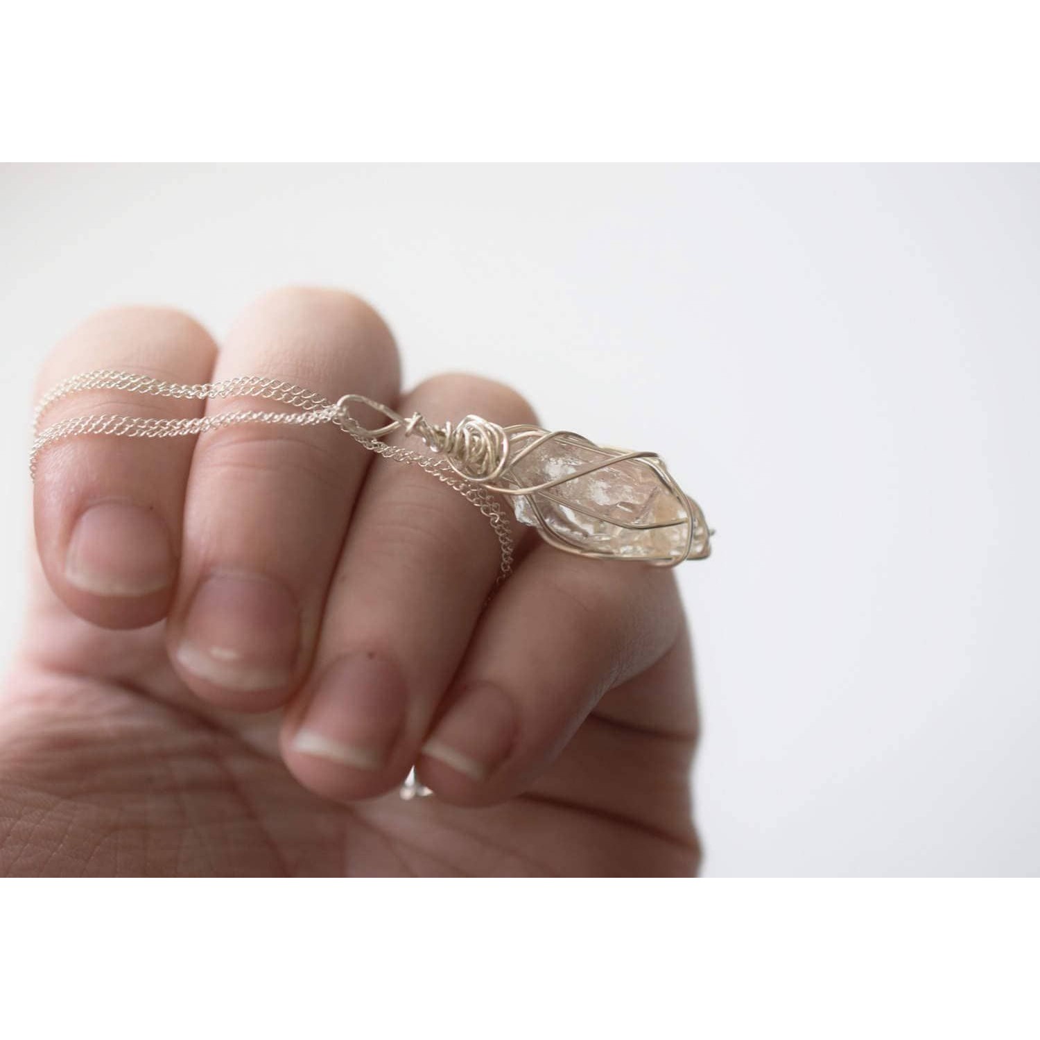 Diamond Necklace Sterling Silver Raw Diamond Necklace Rough Diamond Necklace